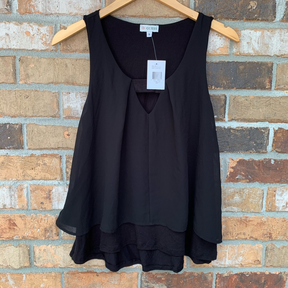 GUESS Carita Layer Black Sleeveless Tank Top